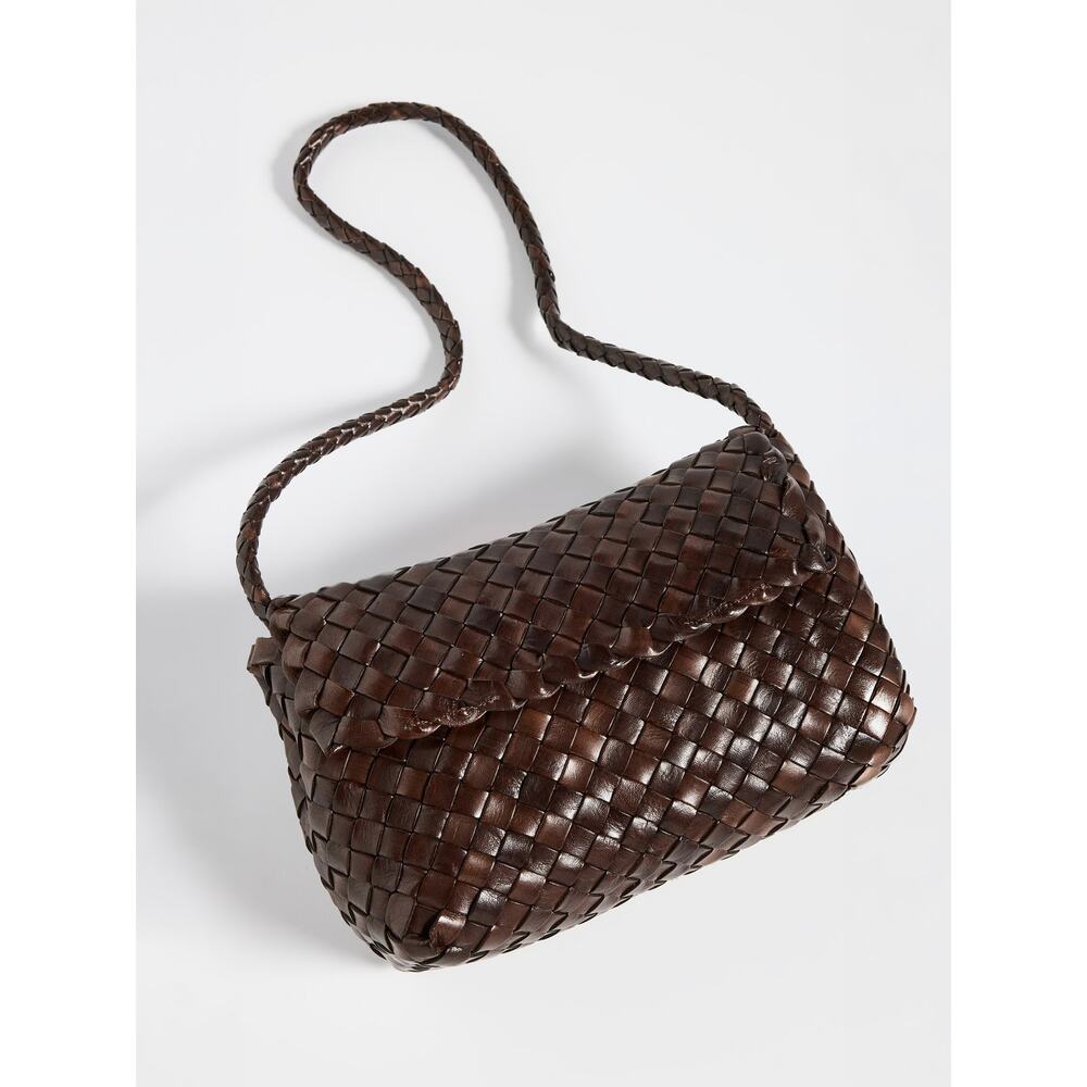 Loeffler Randall Billie Woven Leather Shoulder Bag Chocolate NWT - Picture 6 of 9